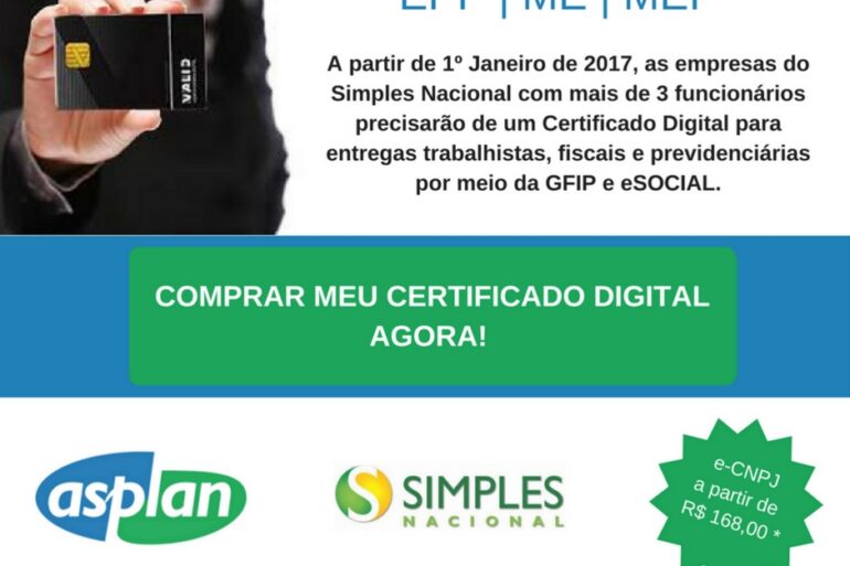 1° Janeiro: Certificado Digital para empresas do Simples Nacional com mais de três funcionários
